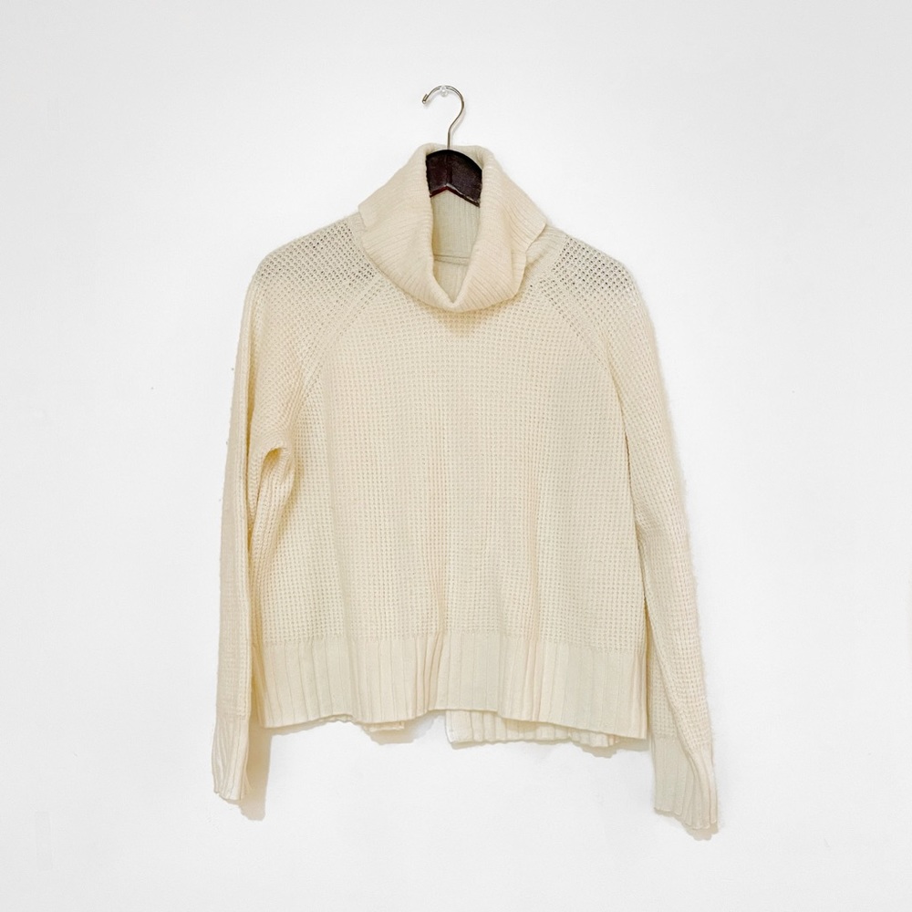 Madewell Eastbrook Turtleneck Cross-Back Sweater in Cotton-Merino Yarn Cream